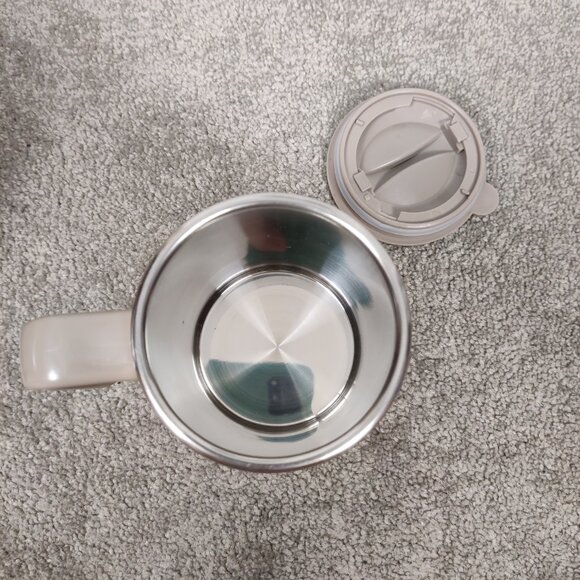NEW Stainless Steel Coffee Cup With Lid In Beige Color Drink On The Go Travel - Picture 2 of 7
